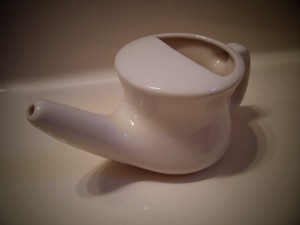 For seasonal allergies neti pots can be used to bathe the nasal passages, thereby washing away some of the irritants to which you are exposed.